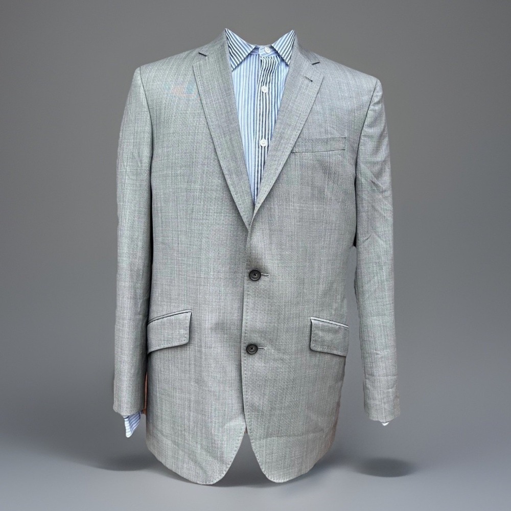 Ted Baker Blazer Mens 42L Grey 100% Wool Endurance Jones CT Two-Button Modern